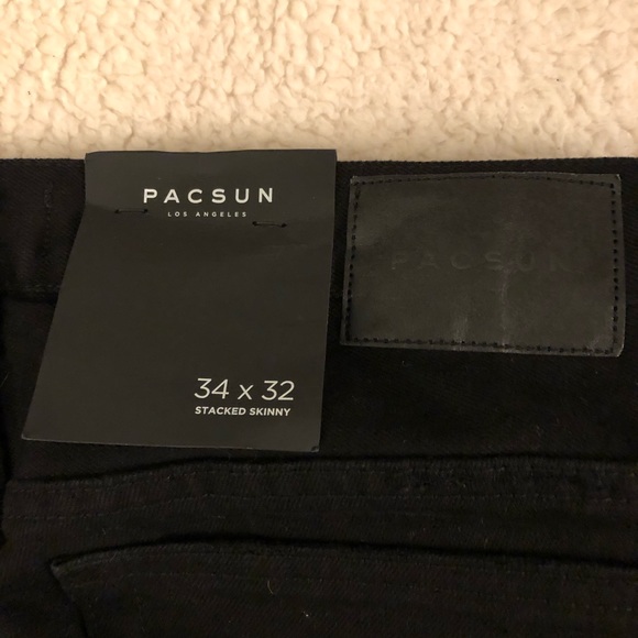 PACSUN Ripped Zip Black Stacked Skinny Jeans - Picture 8 of 8